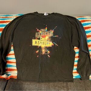 Rare Gene Anthony Black Haight Ashbury Long Sleeve Shirt w/Matching Poster. 80’s